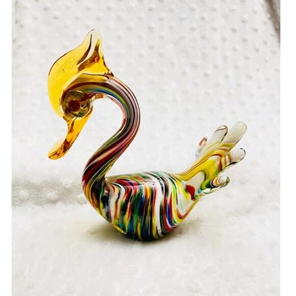 Vintage Murano Venetian Handblown, Multicolor, Amber Accent, Glass Heron - Picture 3 of 8